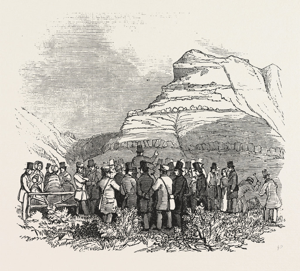 Detail of Meeting of the British Association at Southampton, Black Gang Chine, Dr. Fitton's Lecture on Its Geology, UK, 1846 by Anonymous