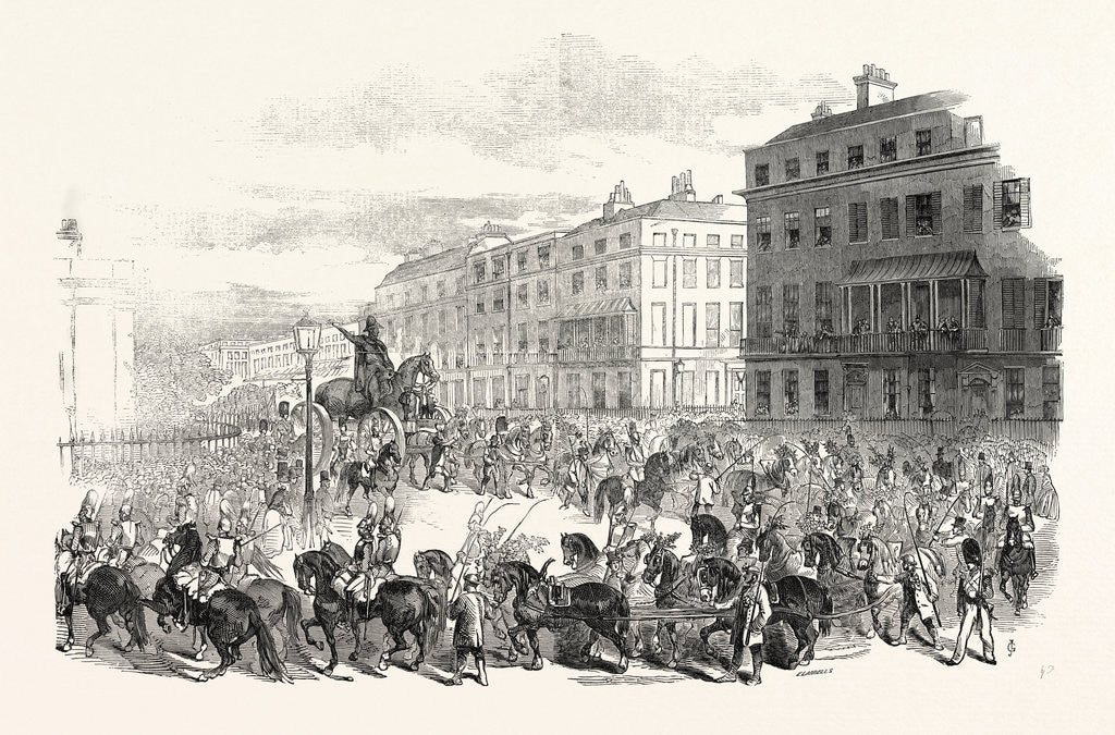 Detail of The Grand Procession of the Wellington Statue, Turning Down Park Lane, 1846 by Anonymous