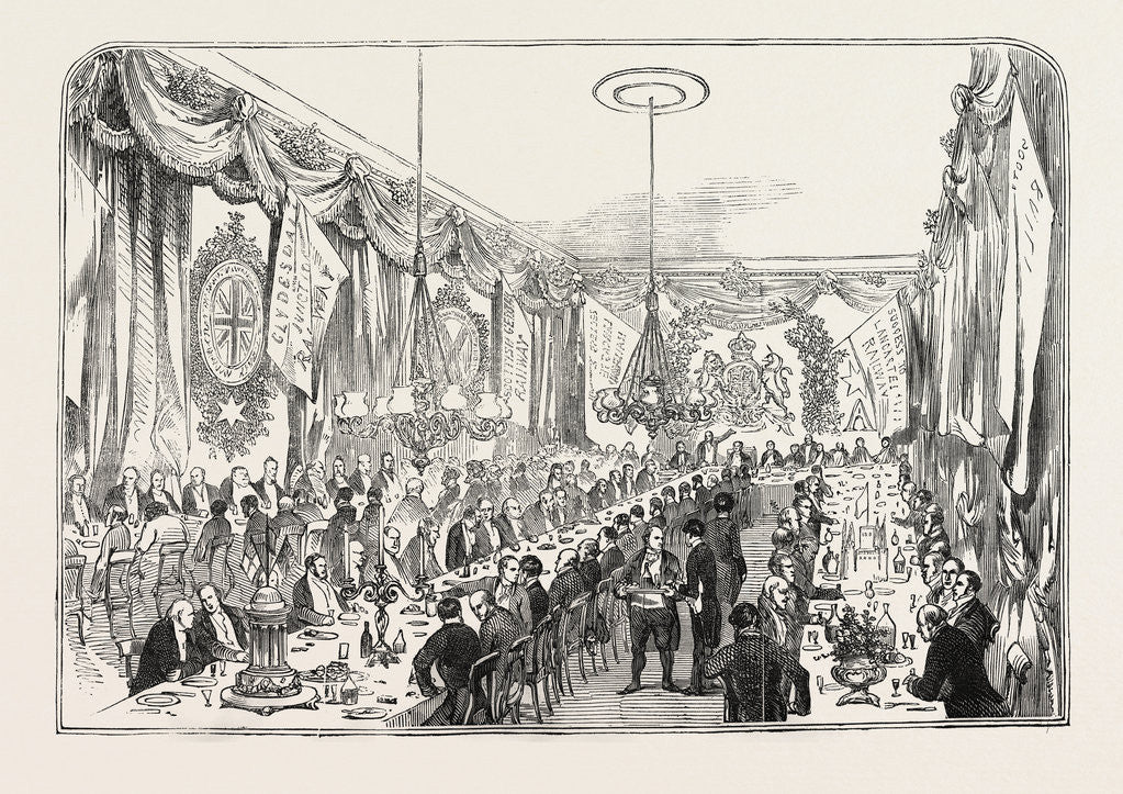 Detail of Opening of the Lancaster and Carlisle Railway: The Railway Contractors' Dinner, at the Crown and Mitre Inn, Carlisle, UK, 1846 by Anonymous