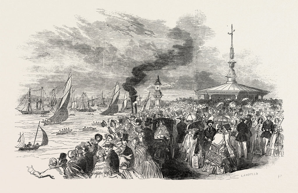 Detail of Yachting in the Isle of Wight: Ryde Pier. Royal Victoria Regatta, 1846 by Anonymous