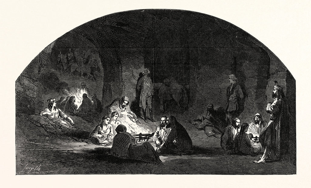 Detail of Scene from the Camp of Silesia, at Astley's. (the Pandours' Cavern.), 1847 by Anonymous