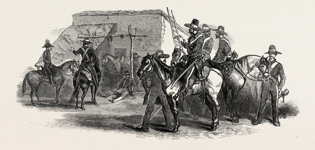 Detail of The War in Mexico: Escort of Cavalry Stopping at a Pulque Shop, Between San Martin and Puebla, 1847 by Anonymous