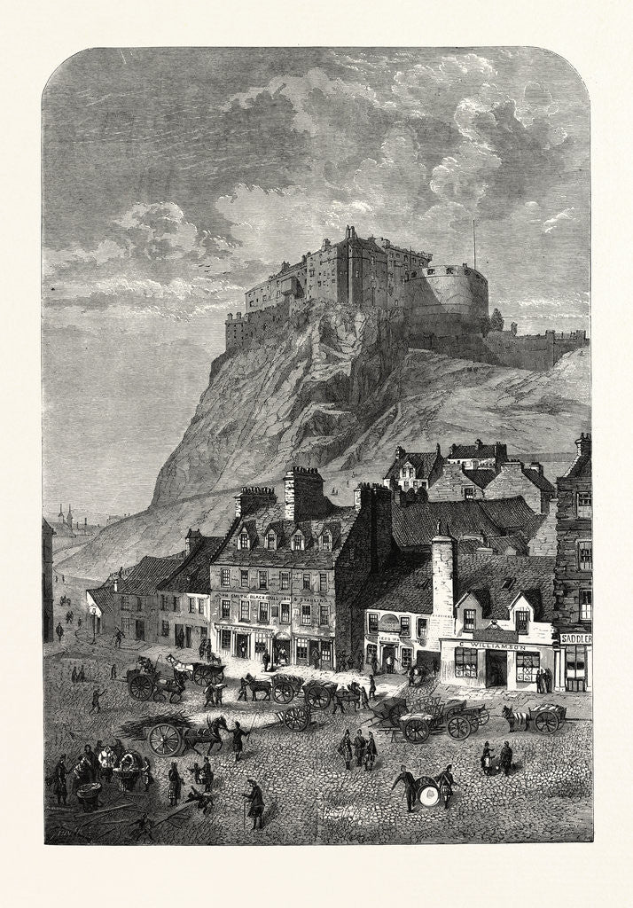 Detail of Edinburgh Castle, from the Corner Exchange, in the Grassmarket, UK, 1860 by Anonymous