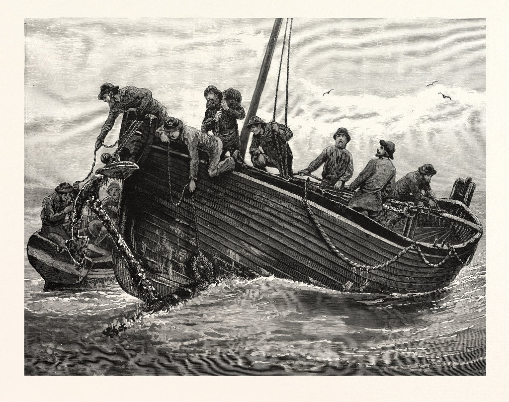 Detail of Fishing Up Lost Anchors, 1885 by Anonymous