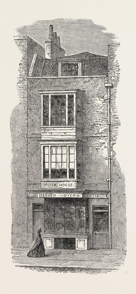 Detail of Milton's House in Barbican, UK, 1864 by Anonymous