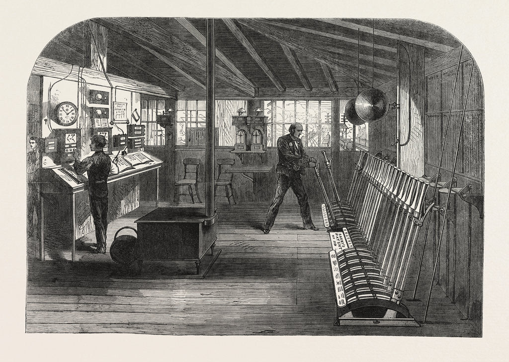 Detail of Interior of the A.B. Signal-Box of the South Eastern Railway at the London Bridge Station, London, 1866 by Anonymous