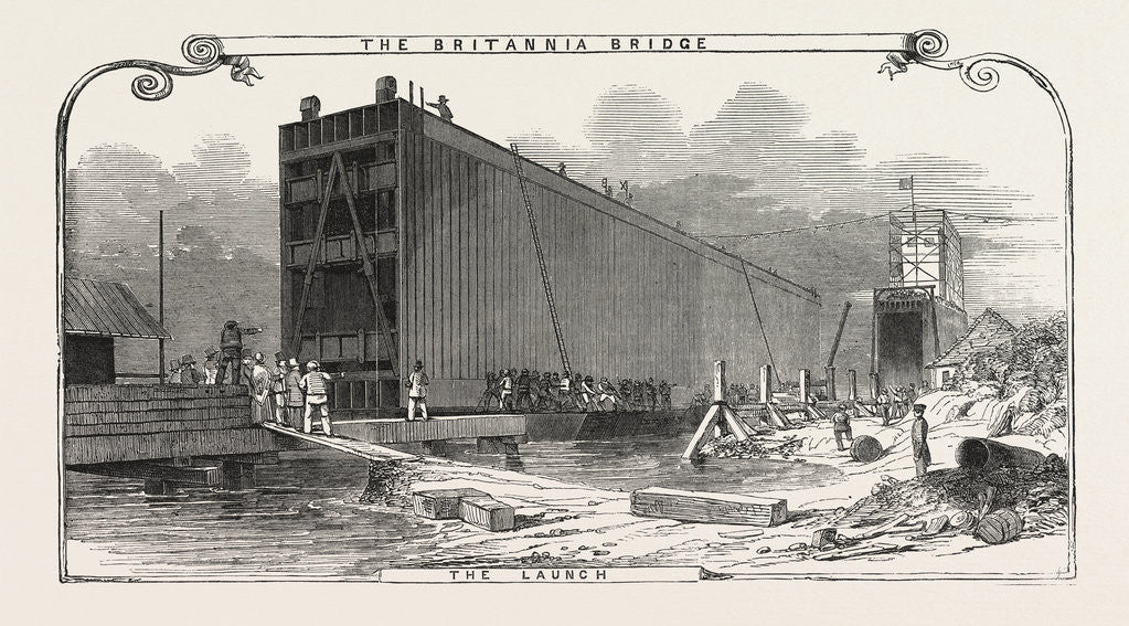 Detail of The Britannia Bridge: The Launch, 1849 by Anonymous