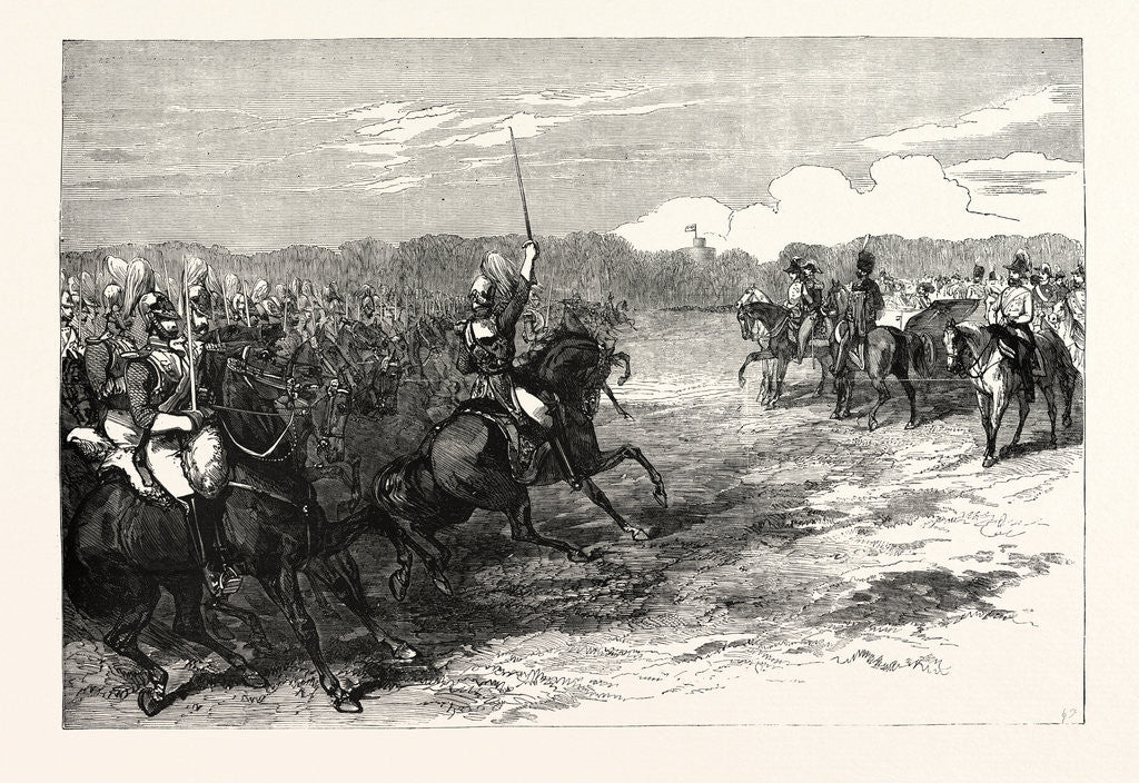Detail of The Imperial Visit: Review of the Household Troops in Windsor Great Park, the Cavalry Charge, 1855 by Anonymous