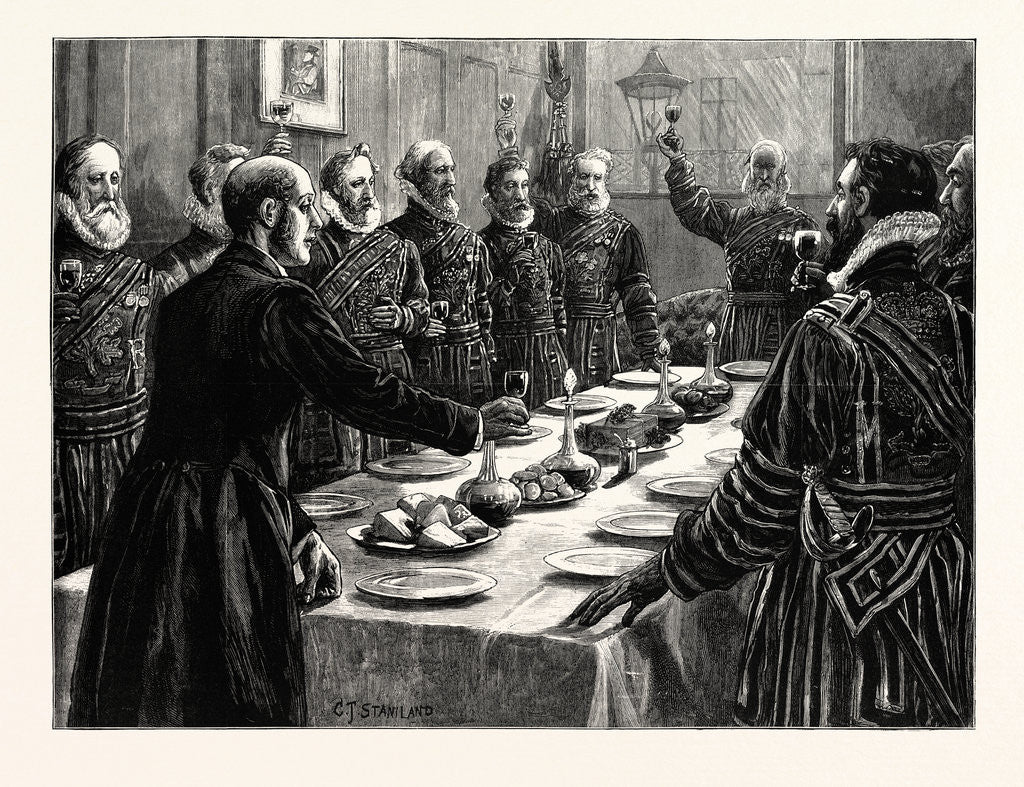 Detail of Yeomen of Her Majesty's Bodyguard Drinking the Queen's Health after Searching the Basement of the Houses of Parliament, London, 1883 by Anonymous