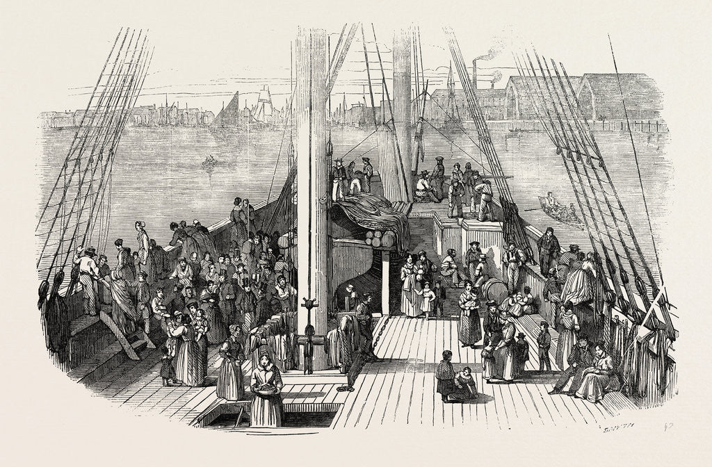 Detail of Deck of the Artemisia. Emigrants on Board. 1848 by Anonymous