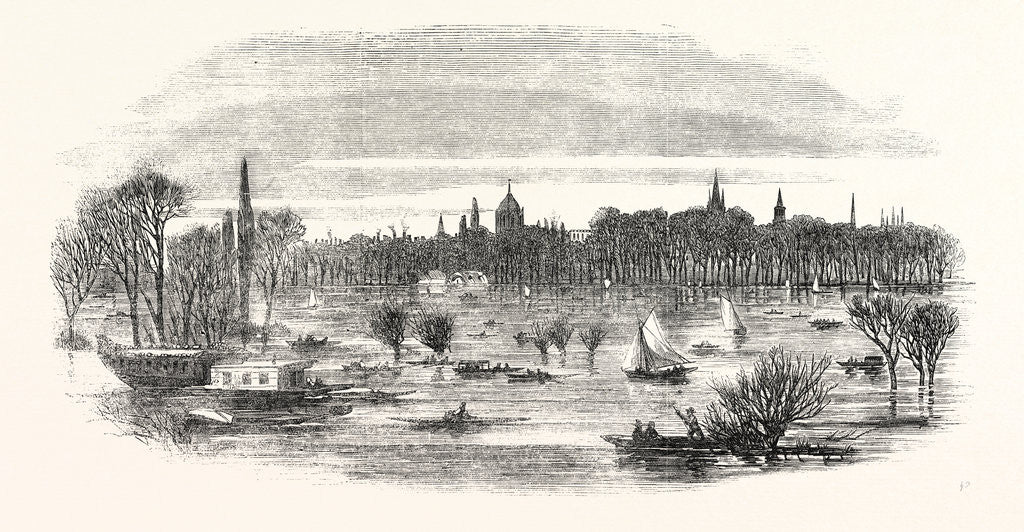 Detail of The Inundation of Christchurch Meadows, Oxford, UK, 1852 by Anonymous