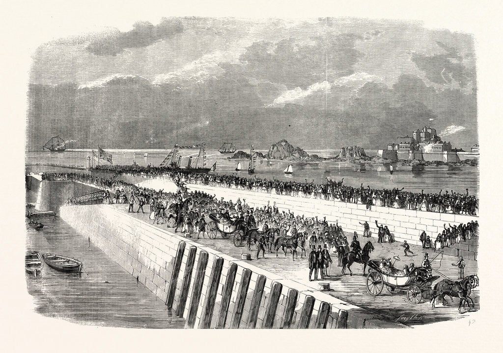 Detail of The Queen's Visit to Jersey. Landing of Her Majesty at the Albert Pier, St. Helier. 1859 by Anonymous