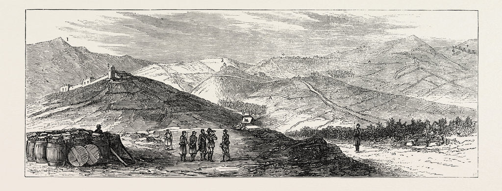 Detail of The Civil War in Spain: Centre Positions of the Carlists: from the Advanced Post of Pucheta, 1874 by Anonymous