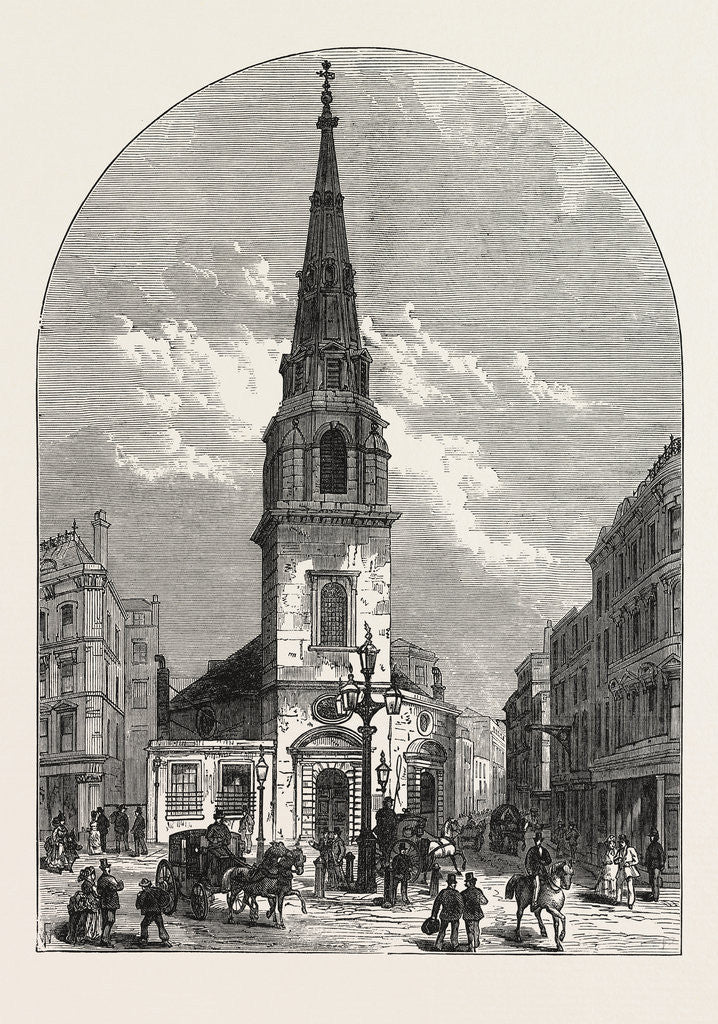 Detail of St. Antholin's Church, City, 1874 by Anonymous