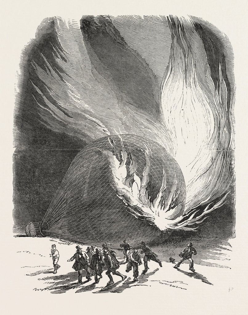 Detail of Mrs. Graham's Balloon on Fire. 1850 by Anonymous