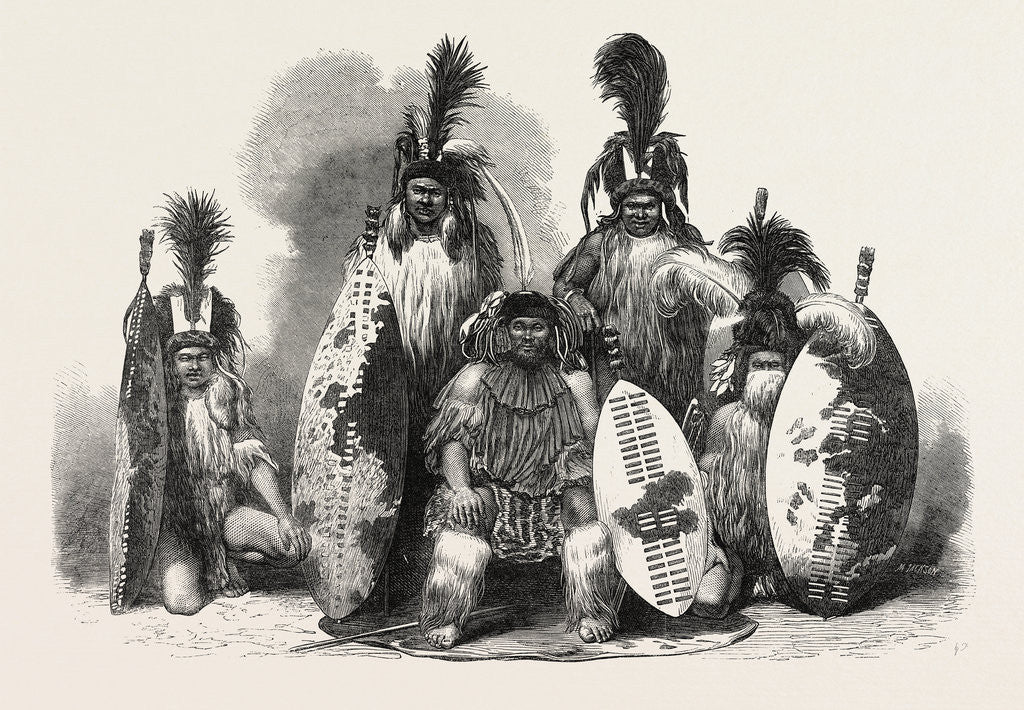 Detail of Zulu Kaffirs of Natal, South Africa, 1865 by Anonymous