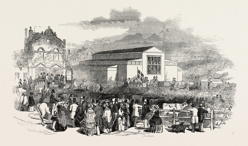 Detail of Great Meeting of the Royal Agricultural Society at Newcastle: The Great Pavilion and Cattle Show, UK, 1846 by Anonymous