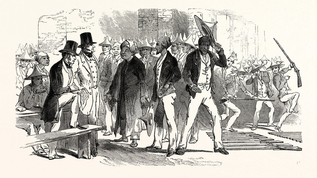 Detail of The War in Kaffirland: Muster of the Malay Volunteers in the Main Barracks, Cape Town, May 6, South Africa, 1846. by Anonymous