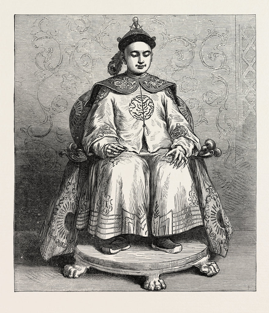 Detail of The Young Emperor of China, Tung-Che, Whang-Ti, 1873 by Anonymous