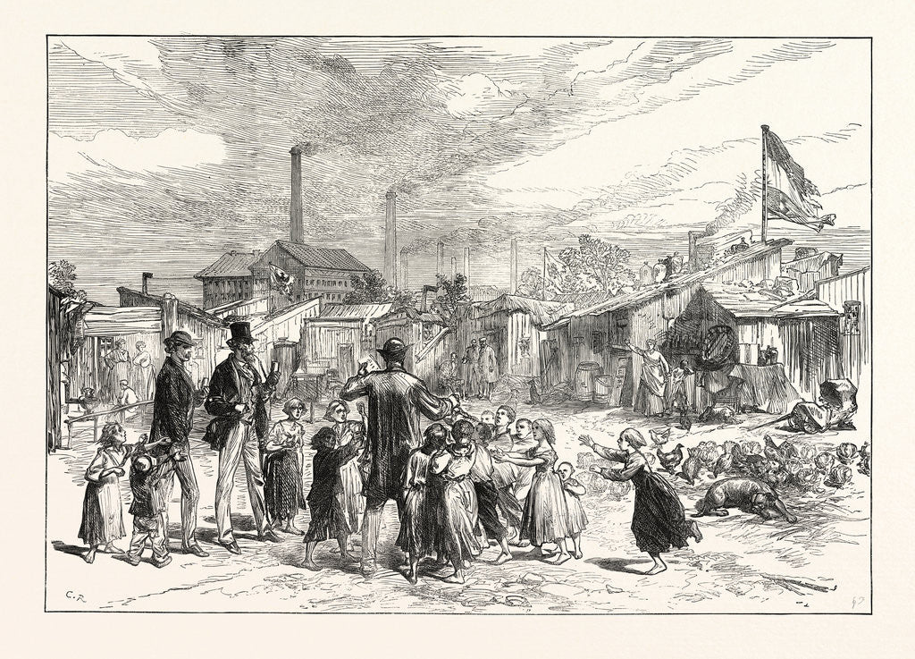 Detail of Sketches in Berlin: Squatters' Village in the Schlaechter-Weise, Germany, 1873 by Anonymous