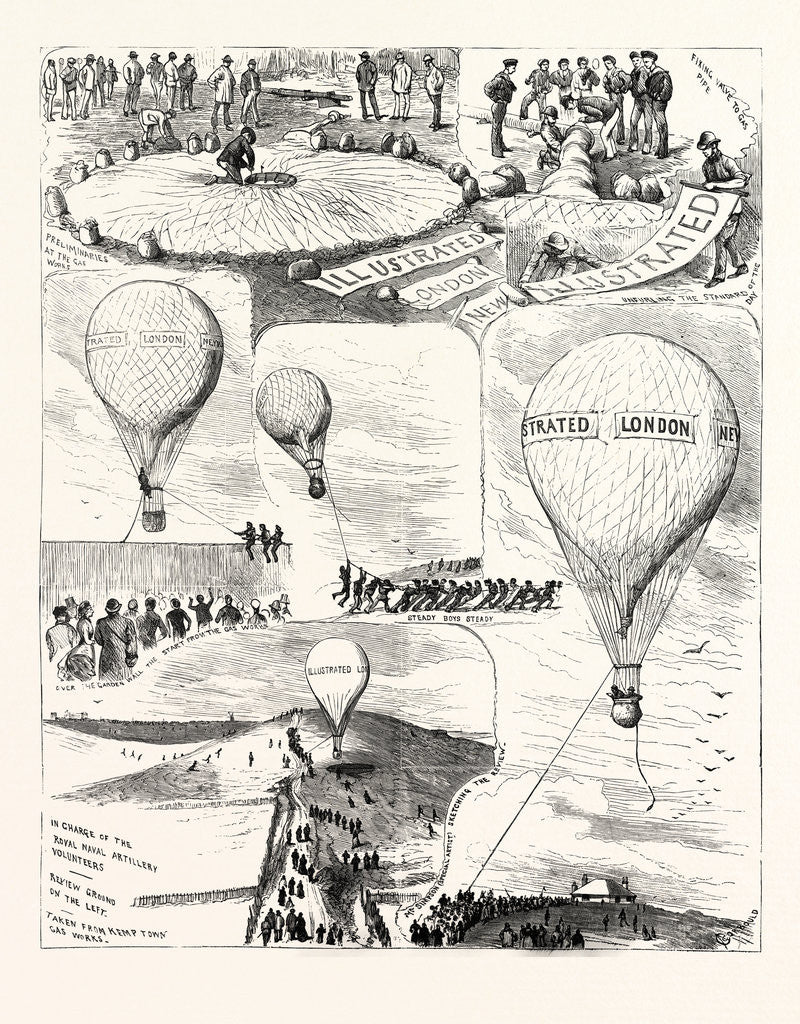 Detail of The Brighton Review: Preparing to Ascend in a Balloon to View the Battle, UK, 1883 by Anonymous