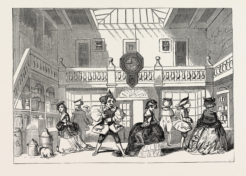 Detail of Christmas Pantomimes: Drury Lane. Scene from the Pantomime of Harlequin Hogarth by Anonymous