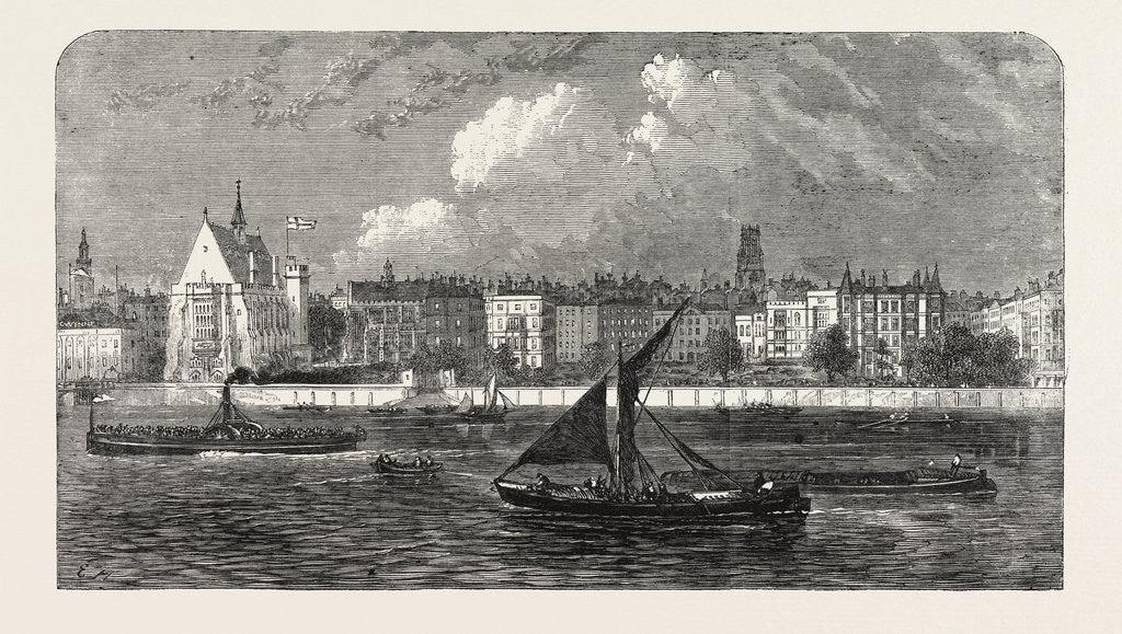 Detail of Visit of the Prince of Wales to the Middle Temple: General View of the Temple from the River, 1861 by Anonymous