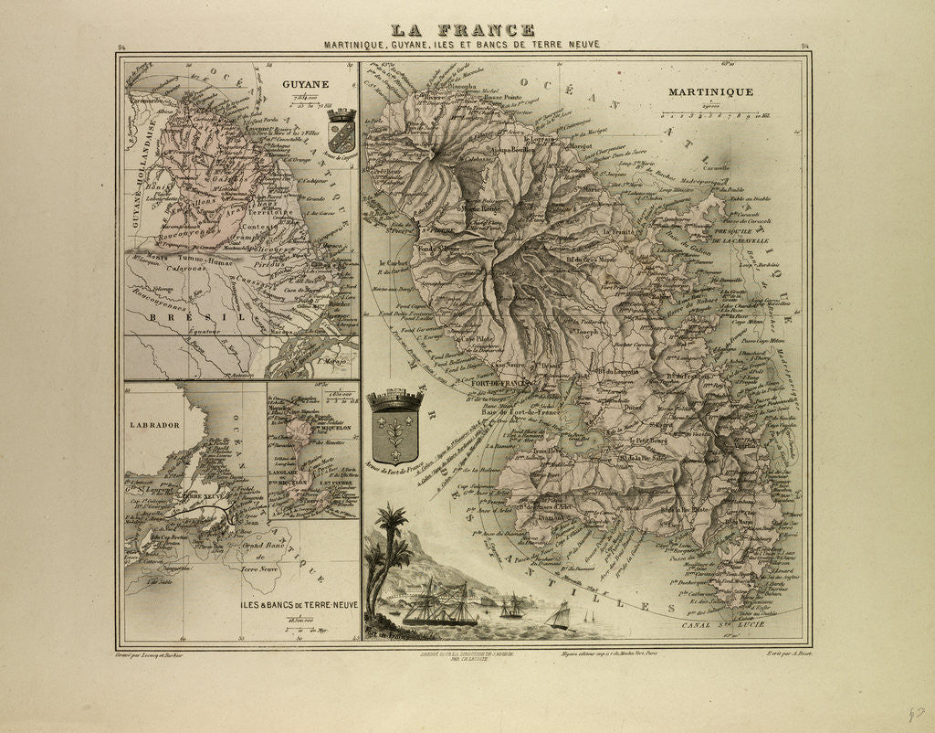 Detail of Map of Martinique French Guiana and Terra Nova 1896 by Anonymous