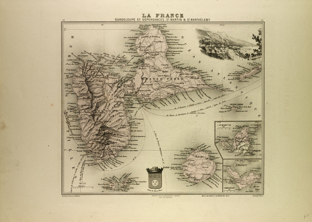 Detail of Map of Guadeloupe St. Martin and St. Barthélemy 1896 by Anonymous