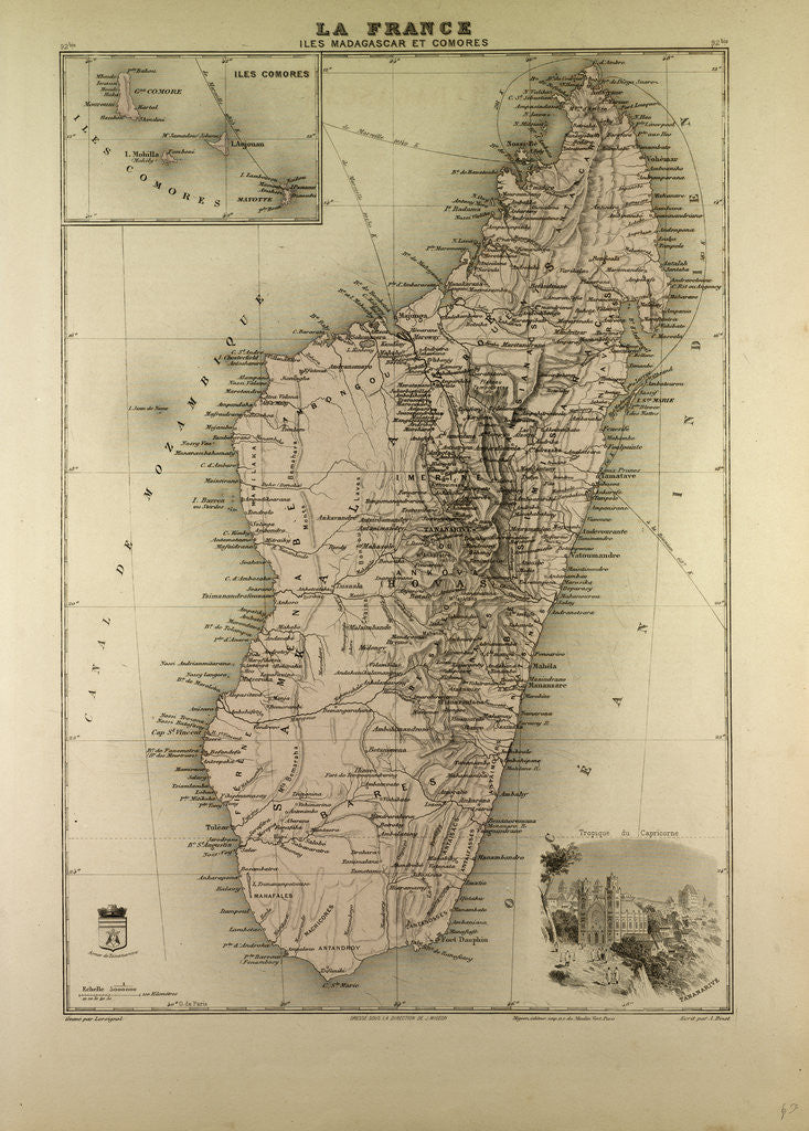 Detail of Map of Madagascar and Comoros 1896 by Anonymous
