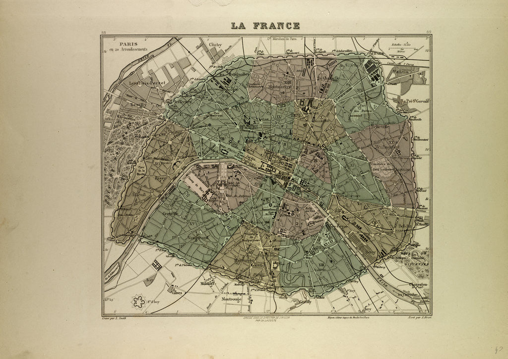Detail of Map of Paris in by Anonymous