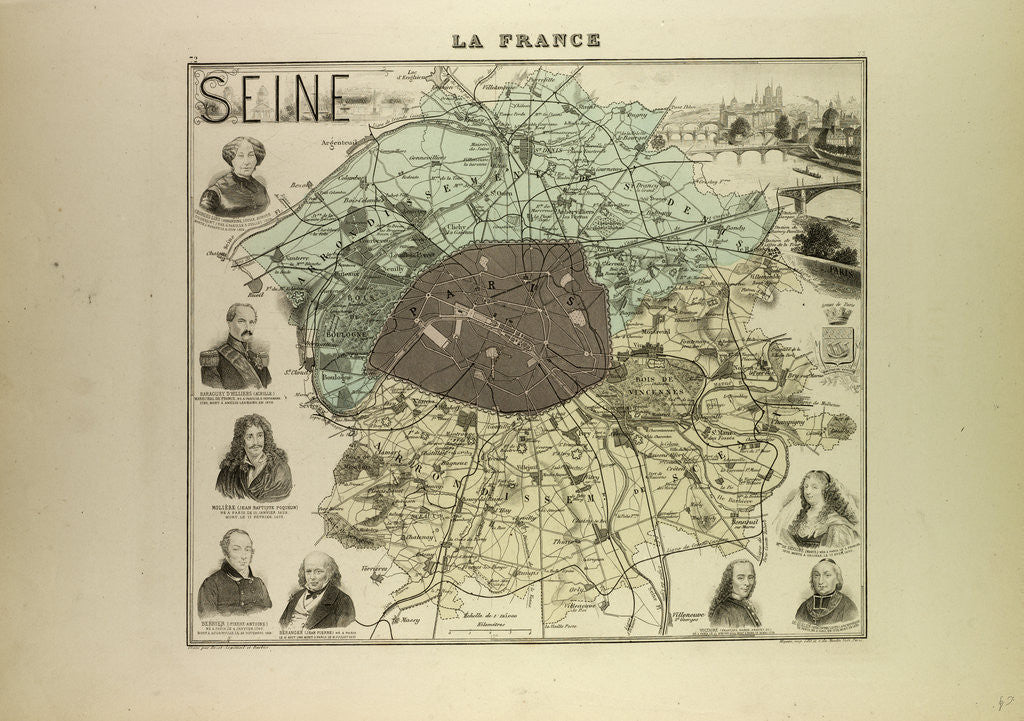 Detail of Map of Seine by Anonymous