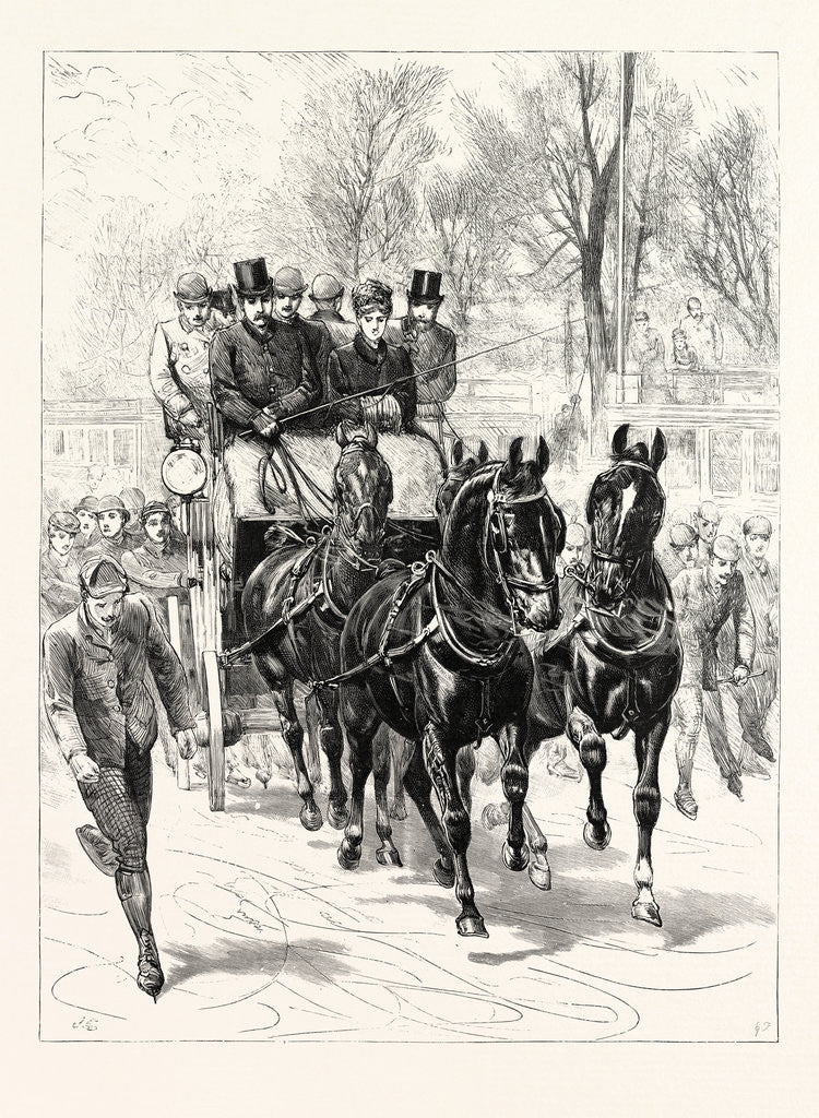 Detail of The Frozen River at Oxford a Four in Hand on the Ice UK by Anonymous