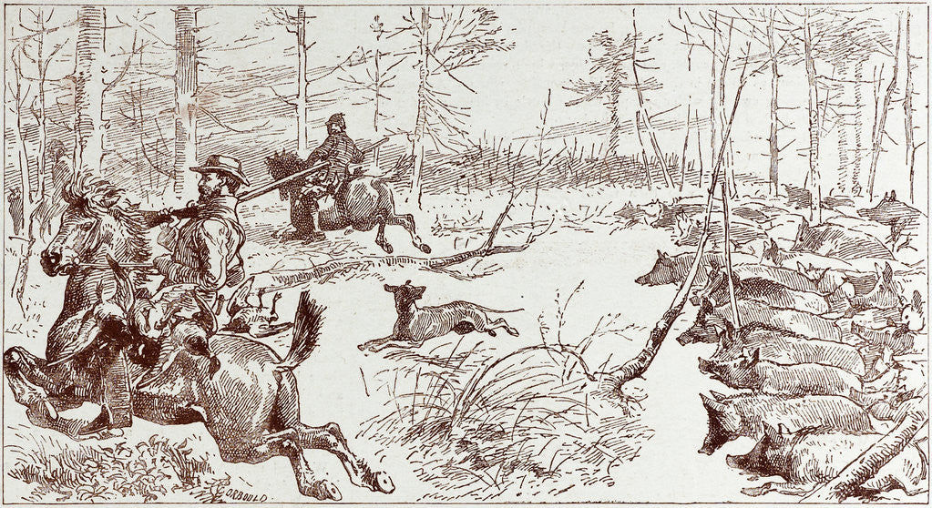 Detail of A Shooting Excursion in Turkey: Our Horses Are Seized with Panic and Stampede Madly Through the Forest by Anonymous
