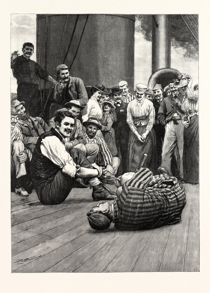 Detail of Outward Bound to Australia on an Orient Liner: A Cock-Fighting Match by Anonymous