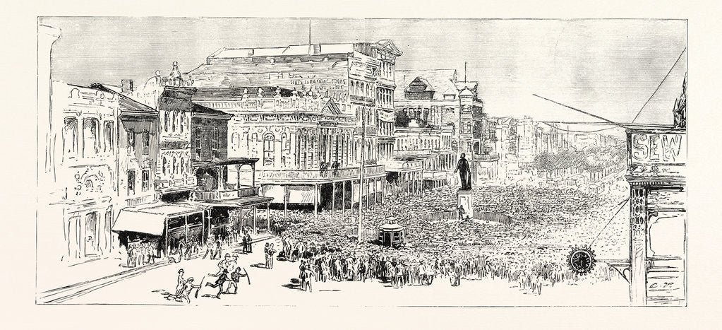 Detail of The Mass Meeting at the Statue of Henry Clay in Canal Street at which It Was Decided to Avenge Hennessy's Murder New Orleans by Anonymous