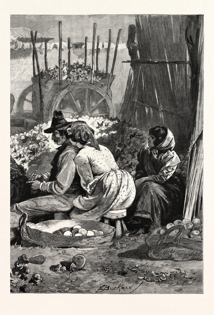 Detail of In the Sunny South Packing Oranges in the Marketplace at Seville Spain by Anonymous