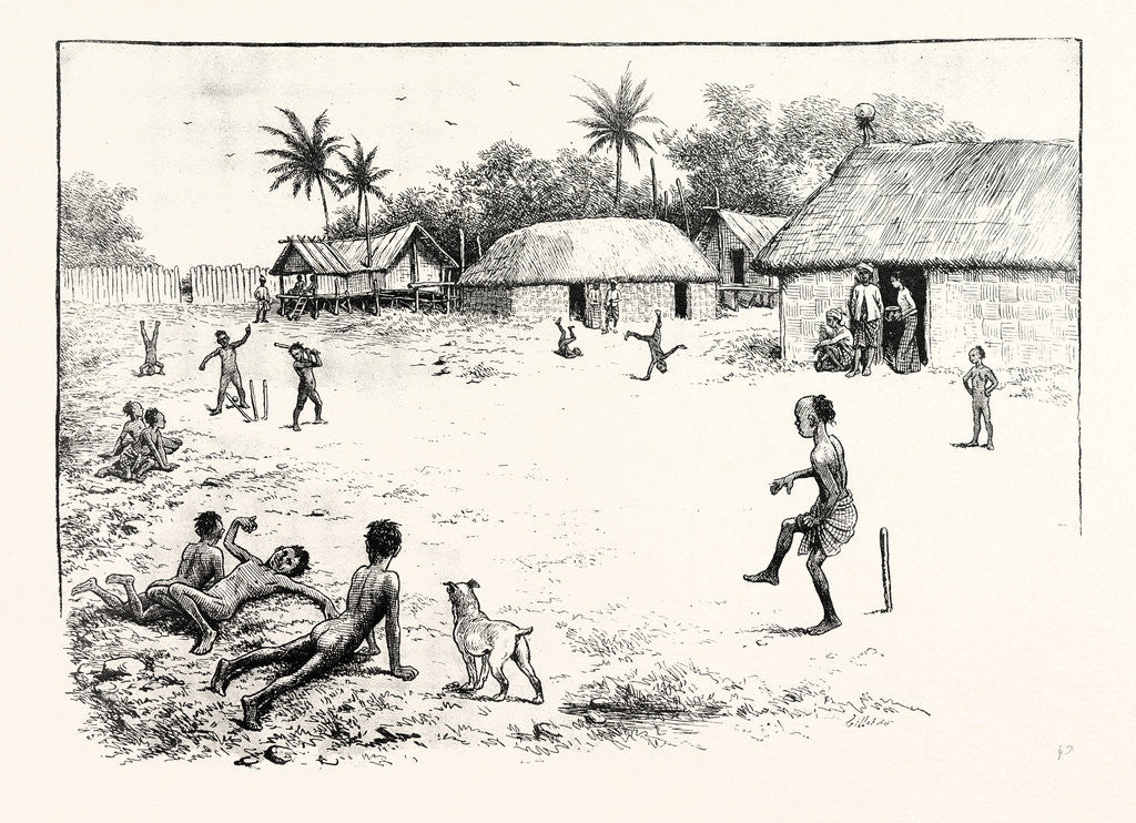 Detail of Cricket in India by Anonymous