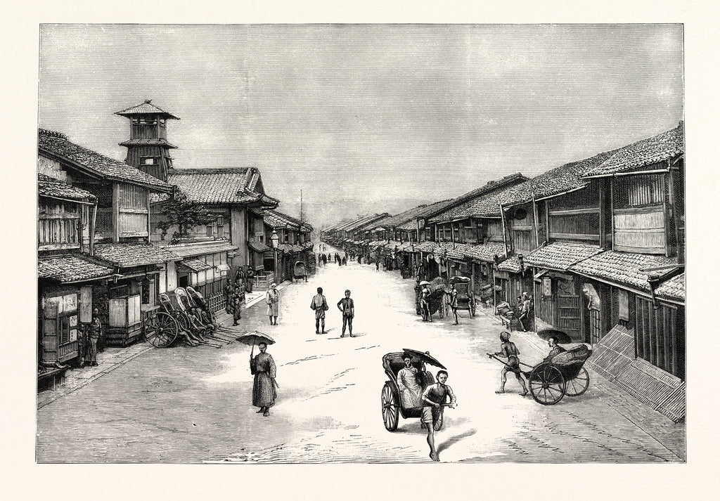 Detail of The Attack Upon the Czarevitch of Russia by a Japanese Policeman: The Main Street of Kyoto Where His Imperial Highness Was Staying Japan by Anonymous
