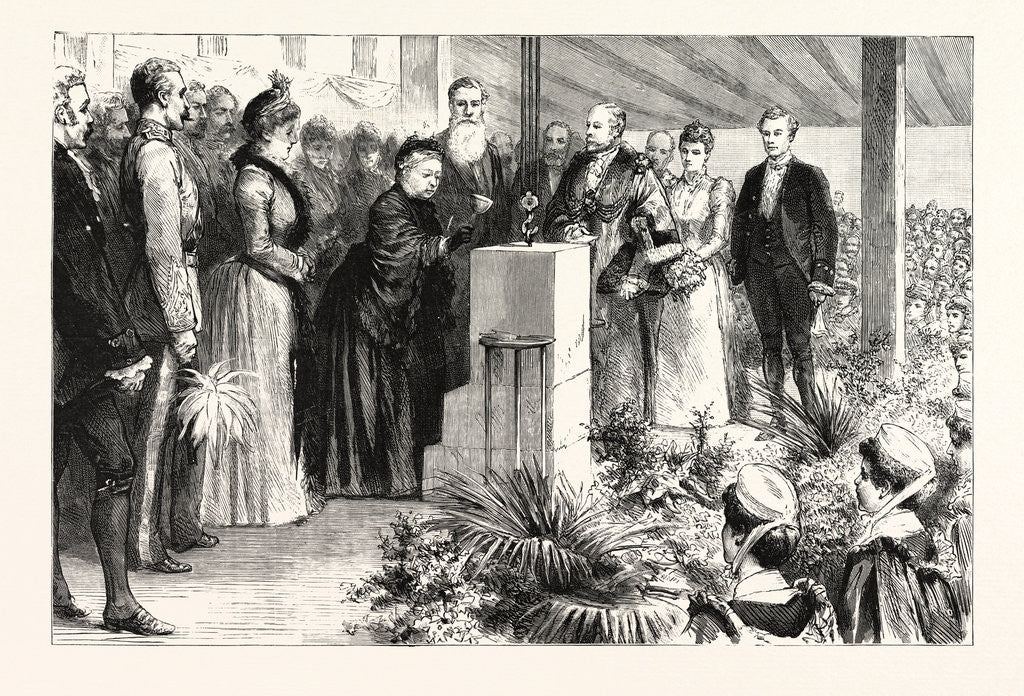 Detail of Her Majesty Laying the Foundation Stone of the Royal Derby Infirmary: I Declare This Stone Well and Truly Laid UK by Anonymous