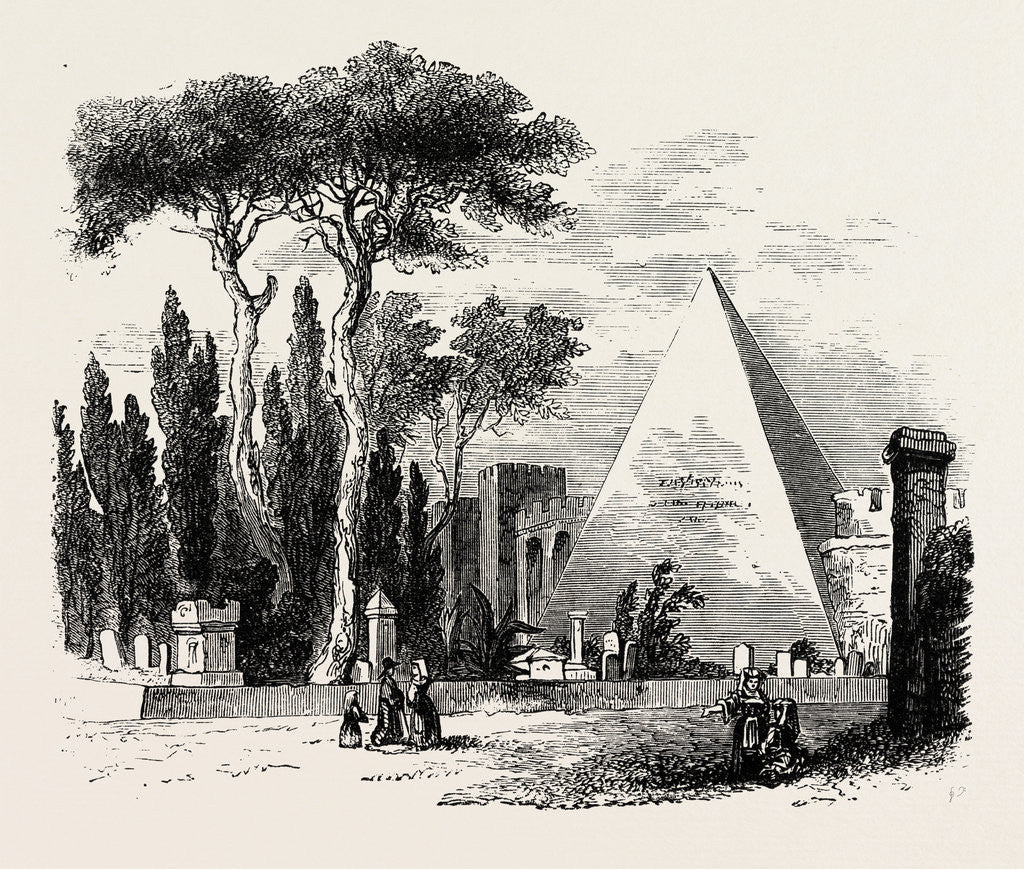 Detail of The English Cemetery and Pyramid of Caius Cestius. Rome Italy by Anonymous