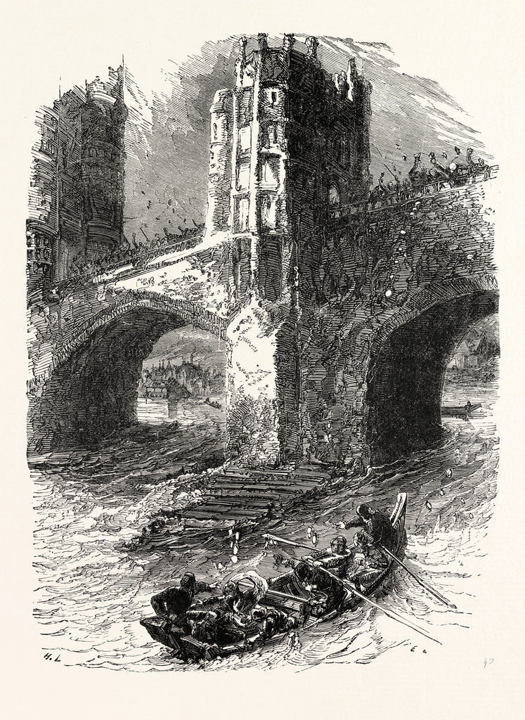 Detail of Flight of Queen Eleanor: The Scene at London Bridge by Anonymous