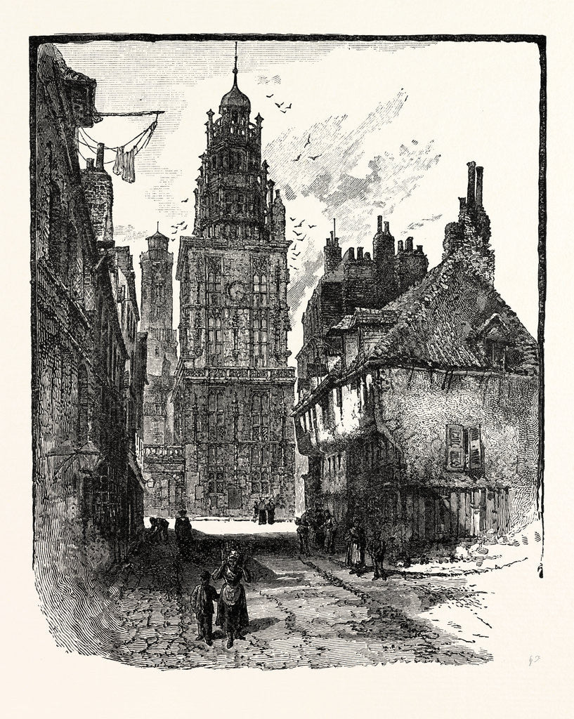 Detail of View in Calais: Rue De La Citadelle Showing the Belfry by Anonymous