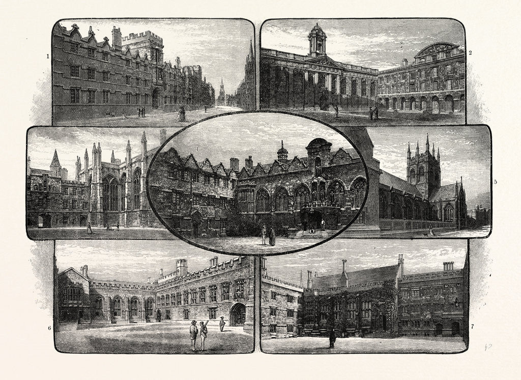 Detail of The Thirteenth and Fourteenth Century Colleges of Oxford University by Anonymous