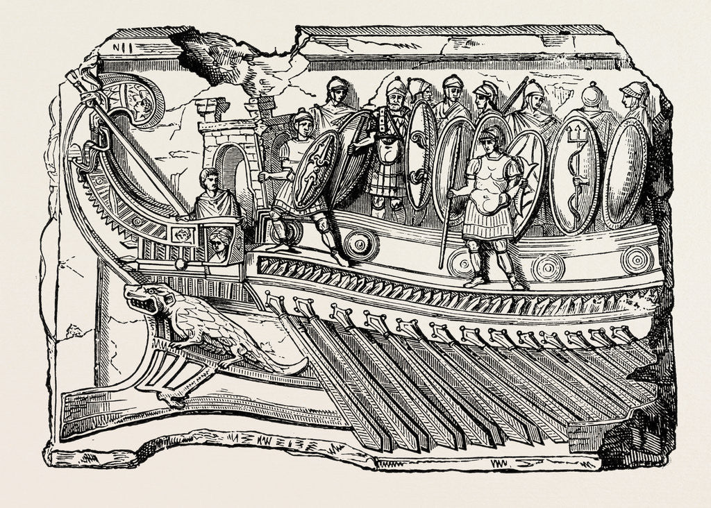 Detail of Sculpture Showing Roman War Galley by Anonymous