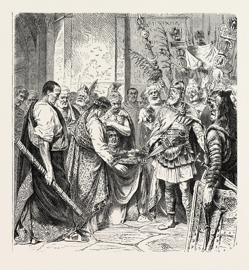 Detail of Augustulus the Last Roman Emperor Surrenders to Odoacer. by Anonymous