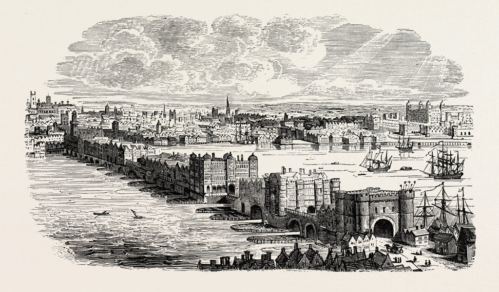 Detail of Old London Bridge in the Sixteenth Century by Anonymous