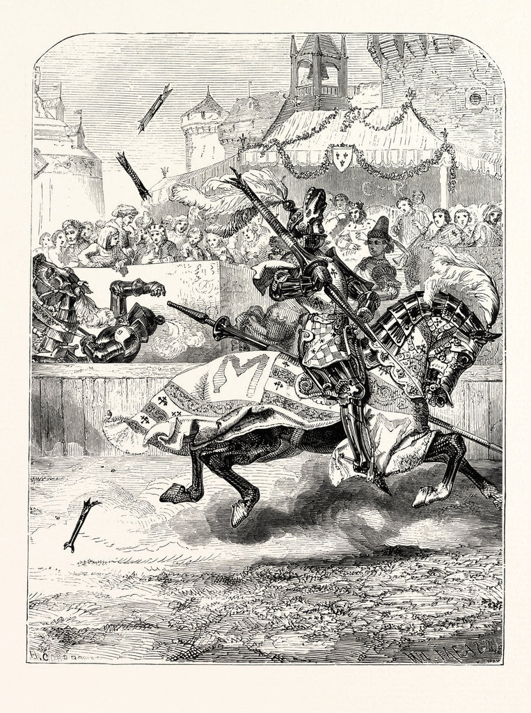 Detail of Fourteenth Century Chivalry Breaking a Lance in the Lists. by Anonymous