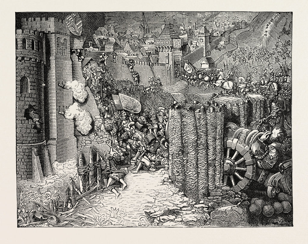 Detail of Storming of a Town from an Old Ms. by Anonymous