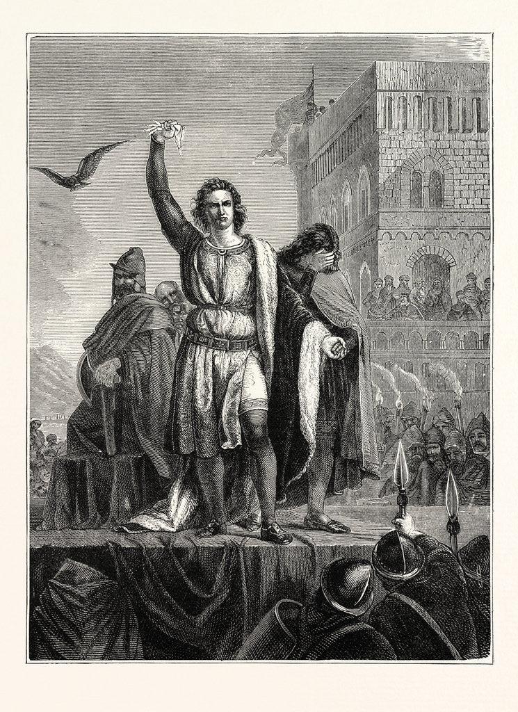 Detail of Conradin on the Scaffold Flings Down the Gauntlet of Defiance by Anonymous